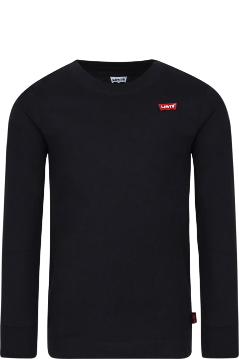 أدوات منزلية Levi's Black T-shirt For Kids With Patch Logo