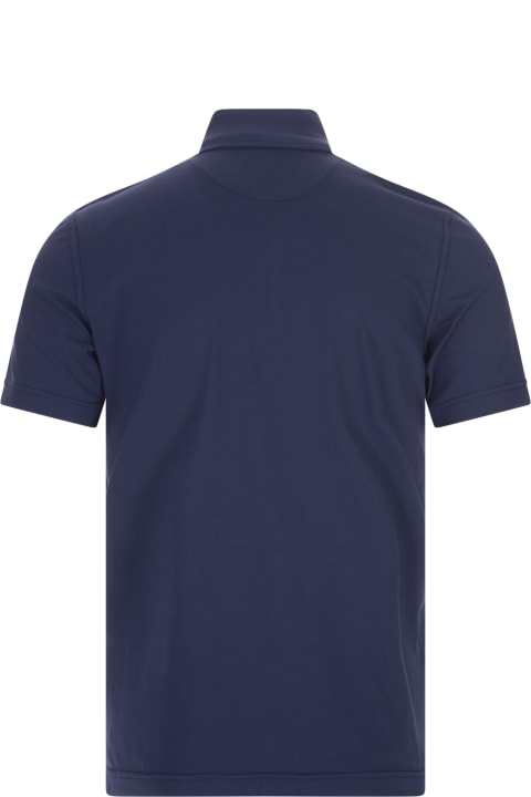 Fedeli for Men Fedeli Short-sleeved Polo Shirt In Dark Blue Cotton