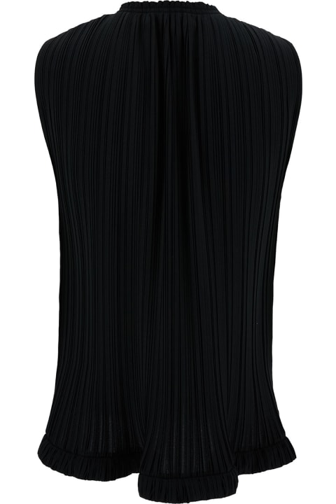 Topwear for Women Lanvin Black Sleeveless Pleated Blouse In Crêpe De Chine Woman