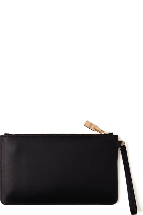Clutches for Women Borbonese Black Leather Document Holder