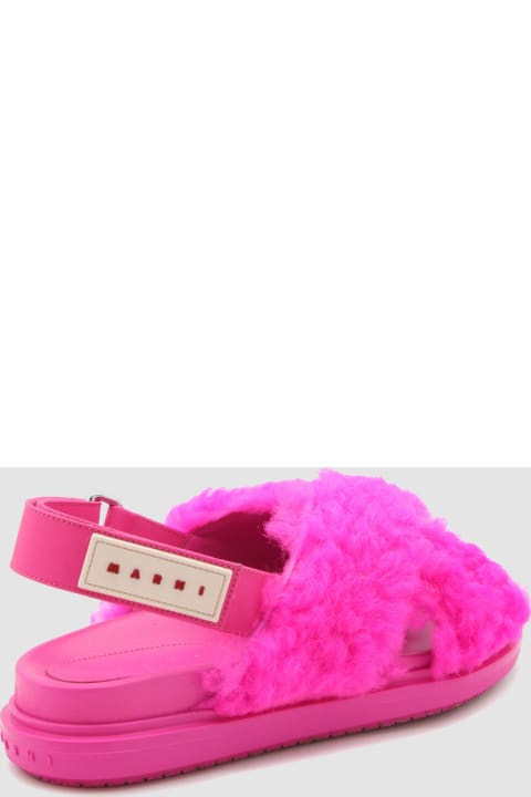 Marni for Women Marni Starlight Pink Logo Patch Sandals