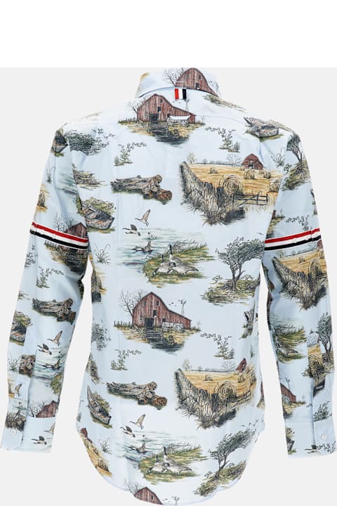 Homeware Thom Browne Graphic Straight Fit Shirt W/gg Armband In Scenic Toile Small Cotton Popeline