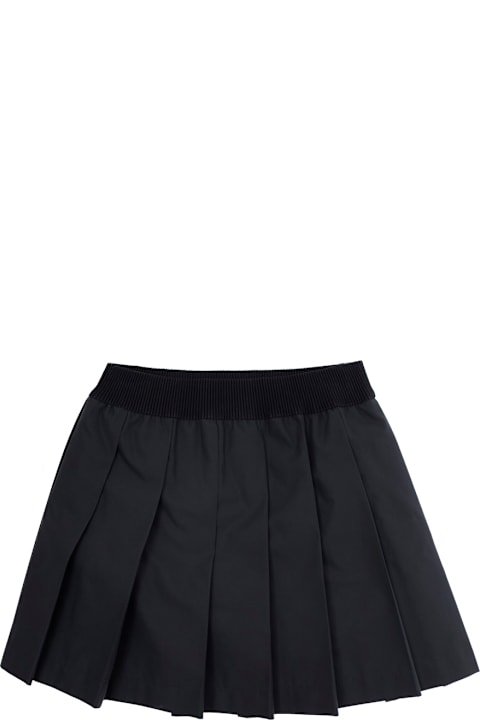 Bottoms for Girls Moncler Black Pleated Skirt With Logo Patch In Cotton Girl