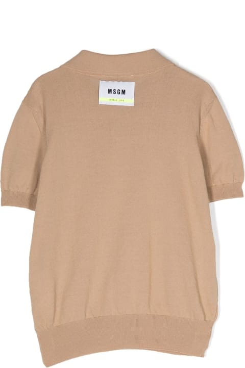 MSGM Topwear for Women MSGM Beige Polo With Logo Label