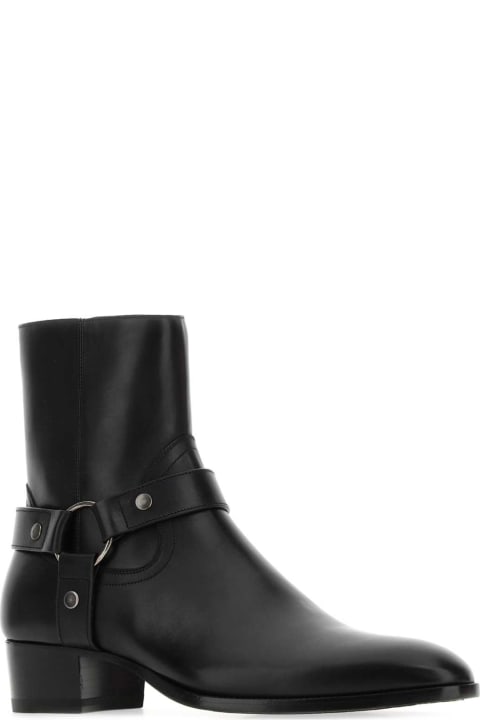 Saint Laurent Shoes for Men Saint Laurent Black Leather Ankle Boots