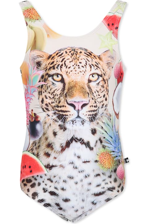 Homeware Molo Multicolor Swimsuit For Girl With Leopard