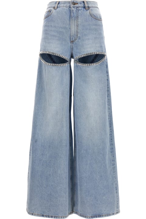 AREA الجينز لـ السيدات AREA Jeans 'wide Leg Crystal Slit'