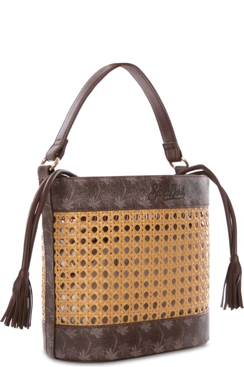 Fashion for Women MC2 Saint Barth Straw Bucket Bag With Brown Monogram Details