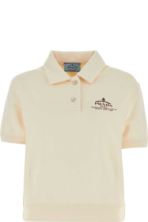 ウィメンズ Pradaのウェア Prada Cream Cotton Polo Shirt