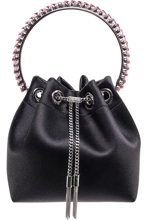 Jimmy Choo Shoulder Bags for Women Jimmy Choo Satin Bucket Bag With Crystals Detail
