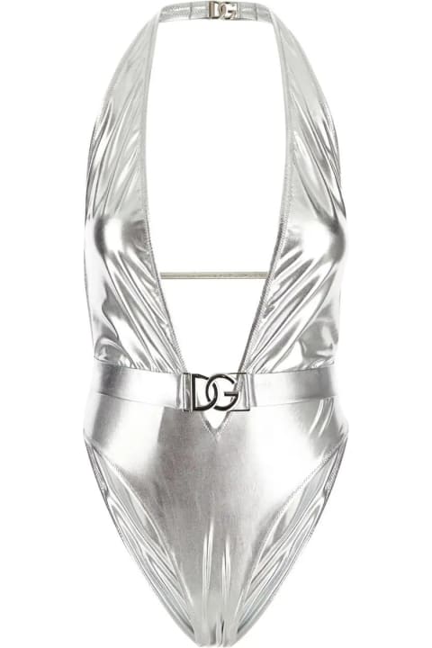 Swimwear for Women Dolce & Gabbana Metallic Logo Swimsuit