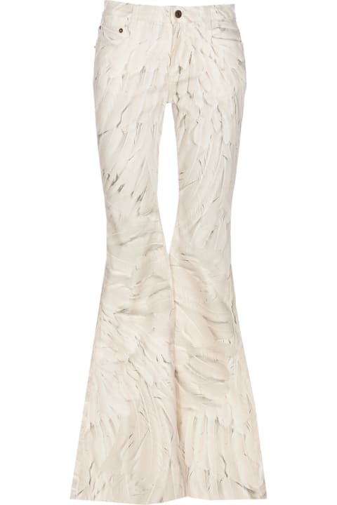 Roberto Cavalli Pants & Shorts for Women Roberto Cavalli Ice Feathers Print Jeans