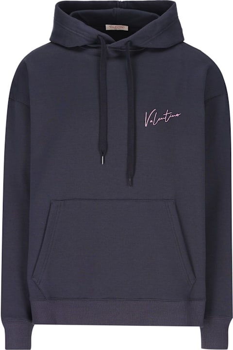 Valentino Clothing for Men Valentino Logo Printed Drawstring Hoodie