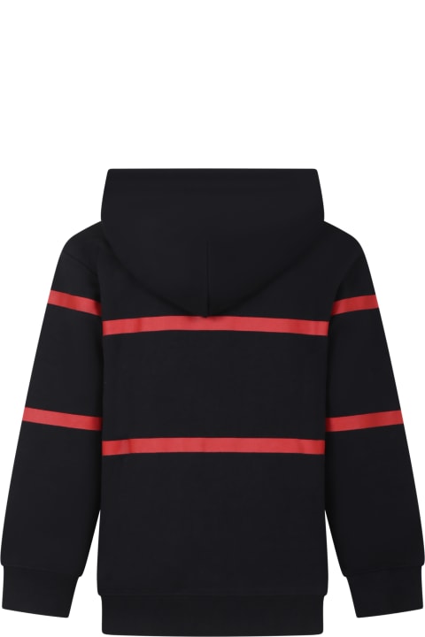 GCDS Mini Sweaters & Sweatshirts for Boys GCDS Mini Black Sweatshirt For Kids With Stripes And Logo