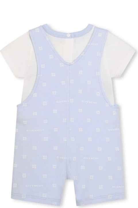 Fashion for Baby Girls Givenchy Givenchy 4g T-shirt And Dungaree Set In White And Light Blue