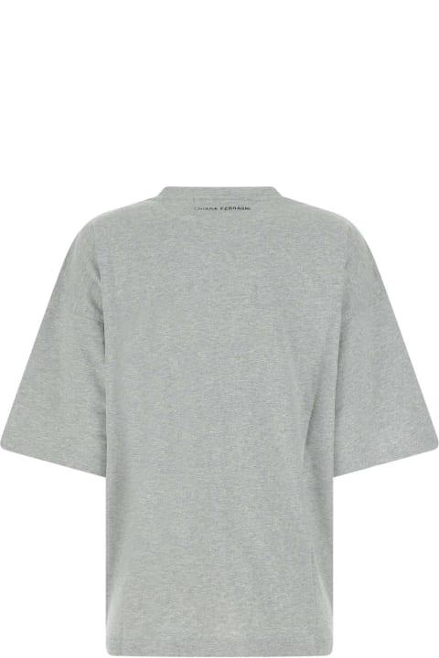 Chiara Ferragni Women Chiara Ferragni Melange Grey Cotton Oversize T-shirt