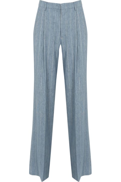Homeware Tagliatore Ebony Trousers In Linen And Cotton
