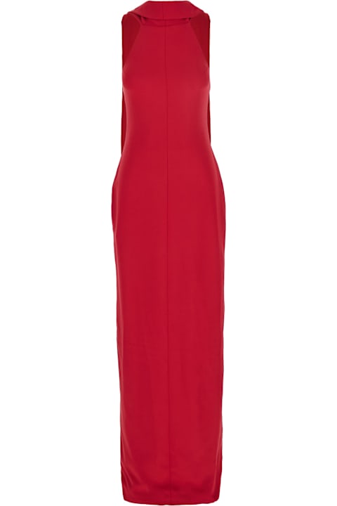 Homeware Solace London Emerson Red Sleeveless Long Dress With Halterneck And Attatched Scarf