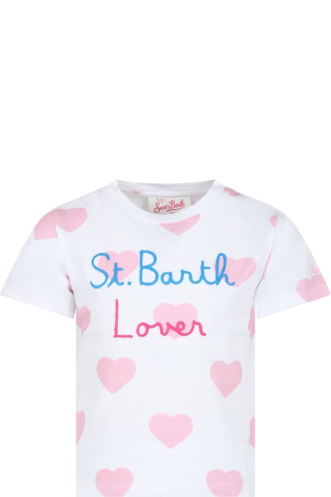 MC2 Saint Barth T-Shirts & Polo Shirts for Girls MC2 Saint Barth White T-shirt For Girl With Hearts