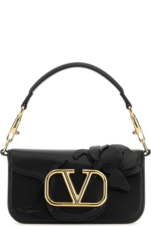 Valentino Garavani Totes for Women Valentino Garavani Black Leather Locã² Small Handbag