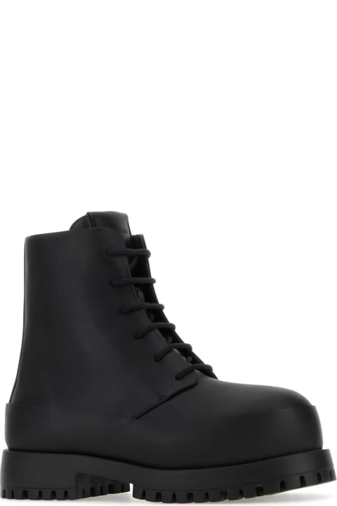 メンズ Ferragamoのブーツ Ferragamo Black Leather Fede Ankle Boots