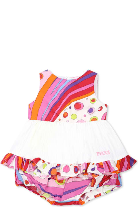 Pucci for Kids Pucci Multicolor Dress For Baby Girl With Logo