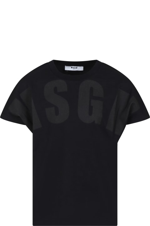 MSGM for Kids MSGM Black T-shirt For Kids With Logo