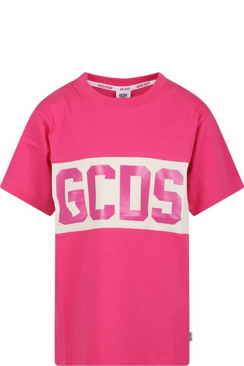 Fuxia T-shirt For Girl With Logo