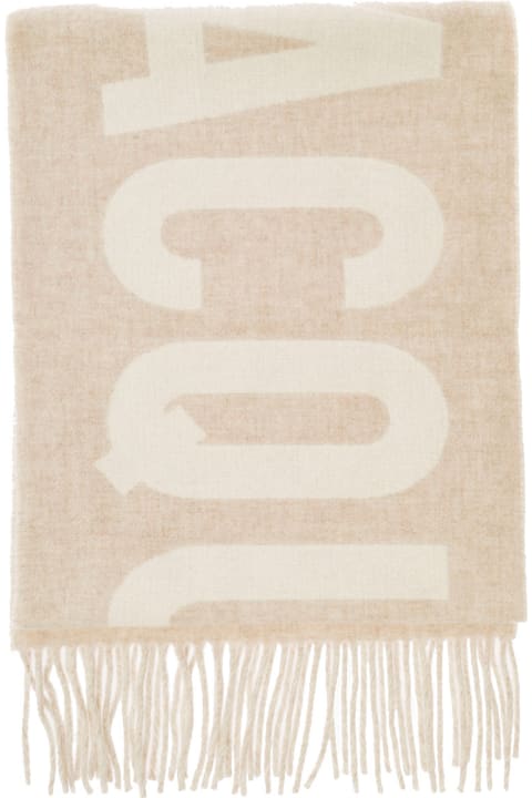 Scarves for Men Jacquemus 'l'echarpe Jacquemus' Beige Scarf With Contrasting Logo In Wool Woman