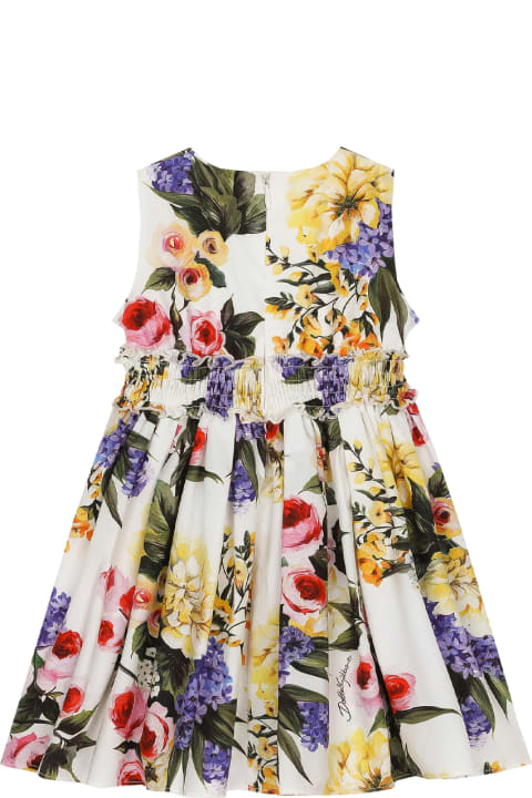 Dolce & Gabbana for Baby Girls Dolce & Gabbana Dress With Garden Print Poplin Cover