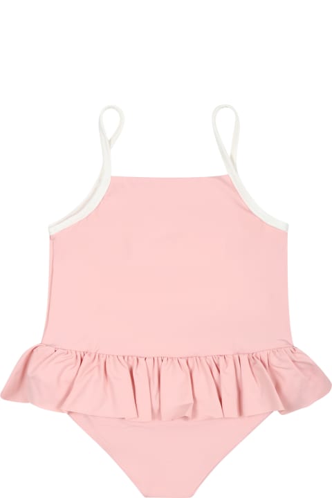 Moncler Swimwear for Baby Girls Moncler Pink One-piece Swimsuit For Baby Girl With Logo