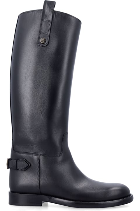 Burberry London for Kids Burberry London Burberry Leather Cavalier Boots With Buckle Detail