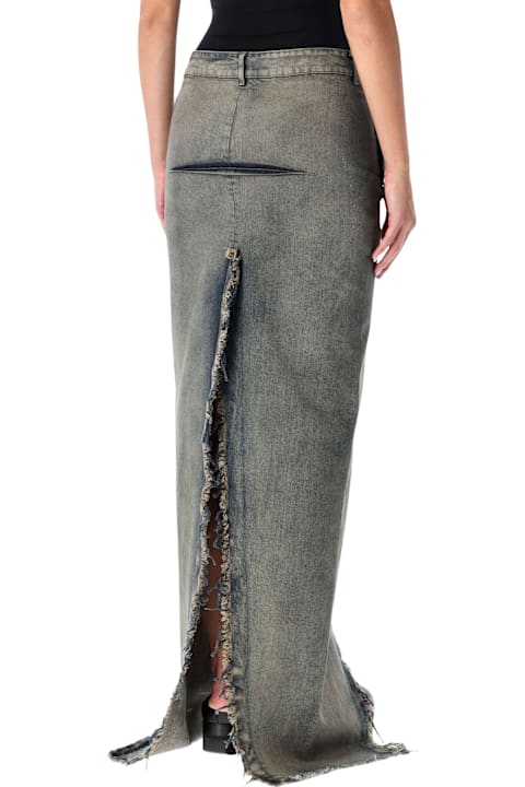 Homeware Rick Owens Rick Owens Long Denim Sliced Skirt