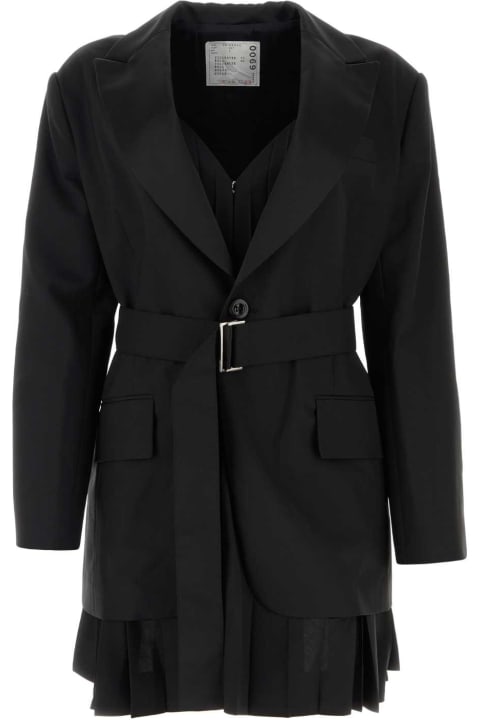 Fashion for Women Sacai Black Twill Suiting Jacket