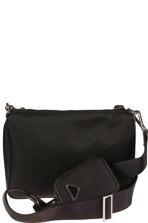 Prada Shoulder Bags for Women Prada Logo Patch Top Zipped Crossbody Bag