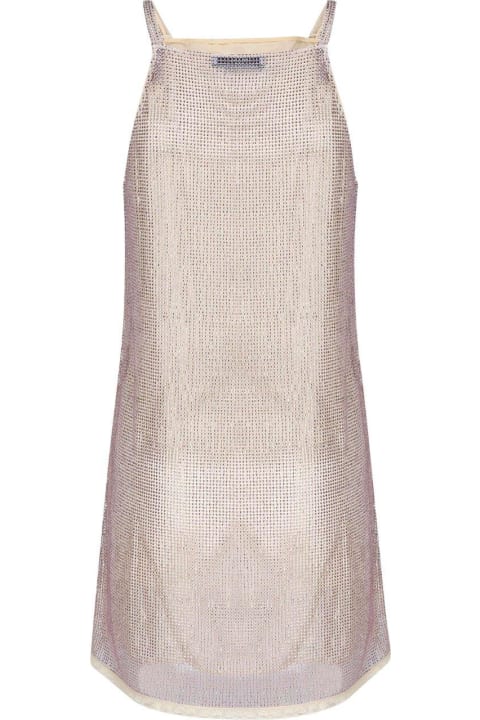 Prada فساتين لـ السيدات Prada Triangle Logo Embellished Mesh Dress