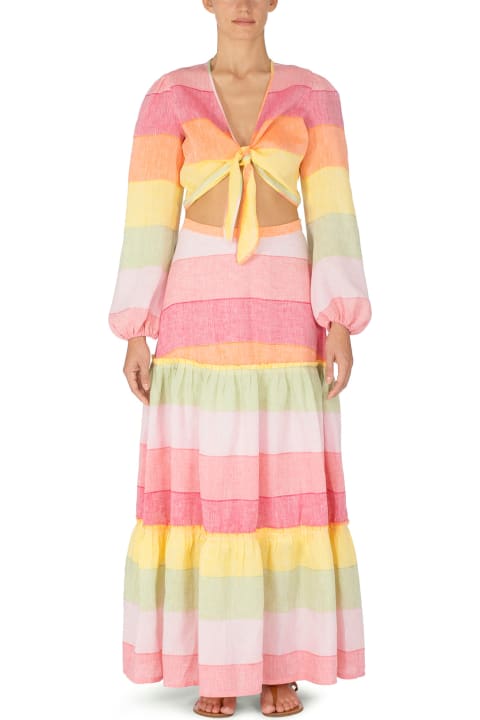 Amotea Skirts for Women Amotea Charlotte Skirt In Rainbow Linen