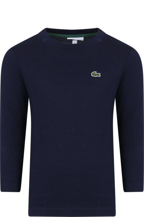 Lacoste Kids Lacoste Blue T-shirt For Boy With Crocodile