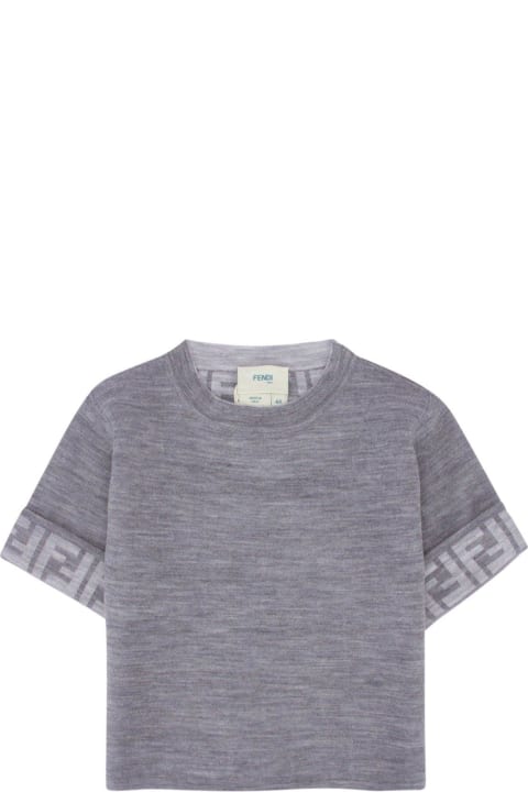 Fendi Sale for Kids Fendi Crewneck Short-sleeved Sweater