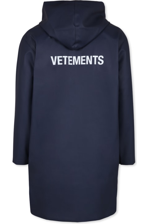 VETEMENTS ملابس علوية لـ أولاد VETEMENTS Blue Raincoat For Kids With Logo