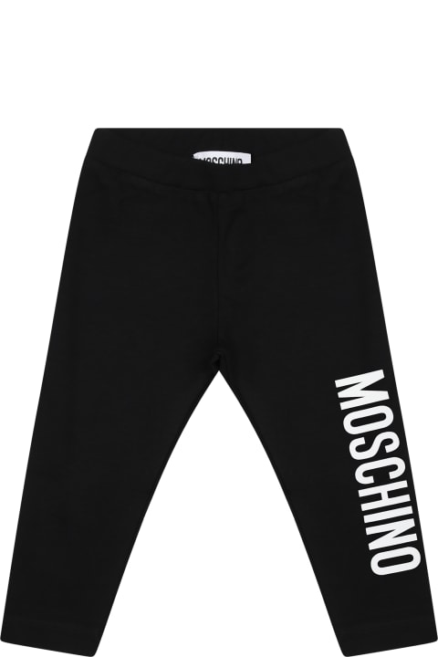 Fashion for Baby Boys Moschino Black Leggings For Baby Girl With Logo