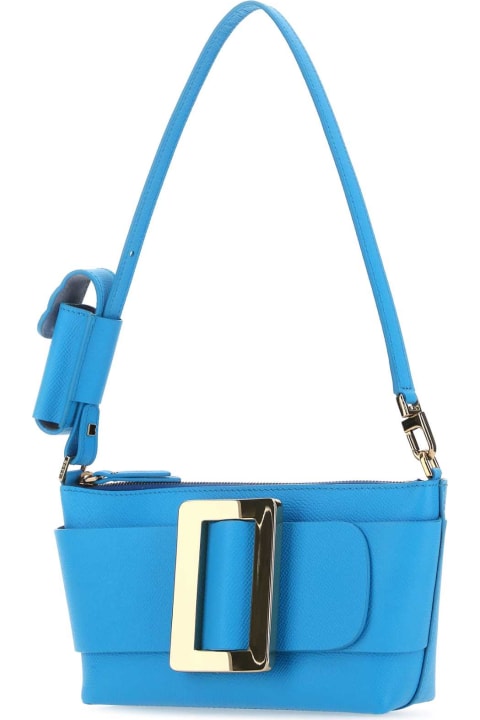 Shoulder Bags for Women BOYY Light Blue Leather Buckle Shoulder Bag