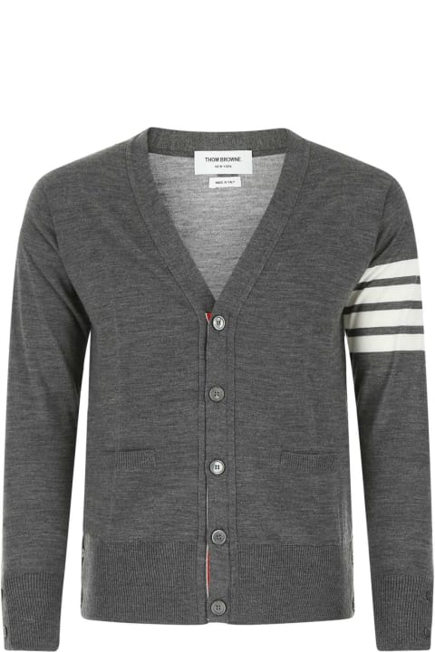 Thom Browne Sweaters for Men Thom Browne Melange Grey Wool Cardigan