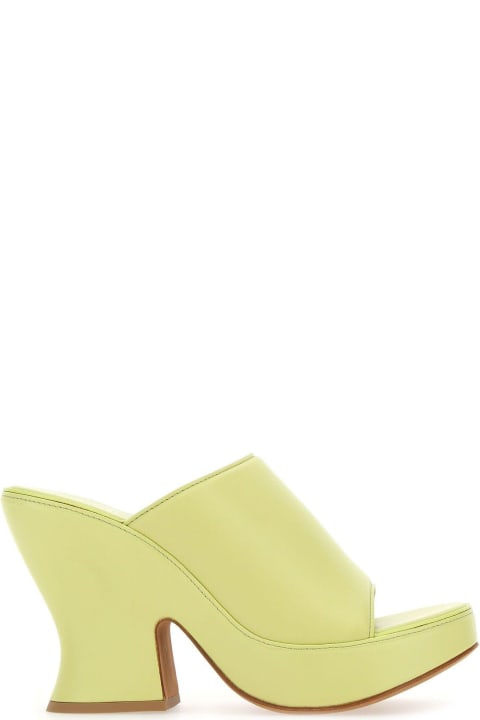 Sandals for Women Bottega Veneta Acid Green Nappa Leather Stack Sabot