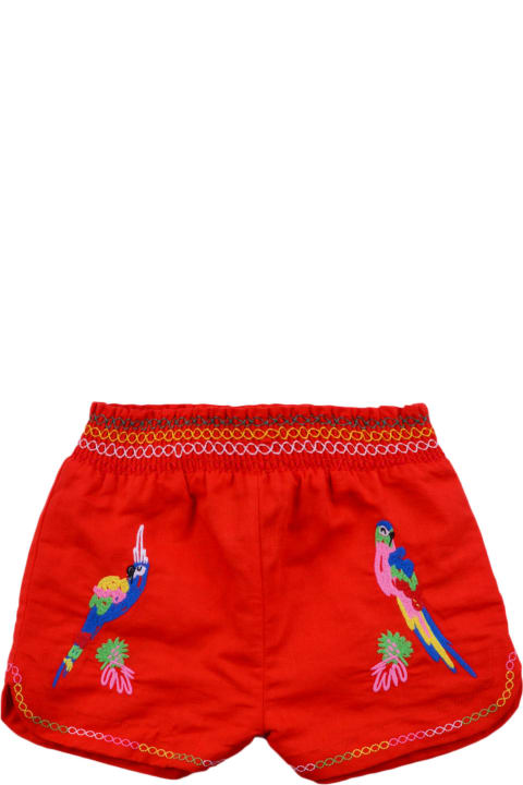 Shorts With Parrots Embroidery