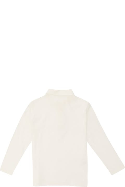 ボーイズ Il GufoのTシャツ＆ポロシャツ Il Gufo White Long Sleeve Polo Shirt In Cotton And Linen Boy
