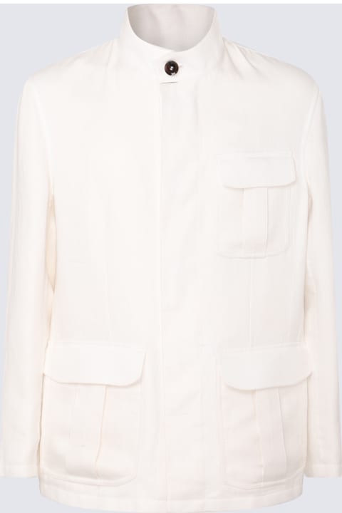 メンズ Brioniのコート＆ジャケット Brioni White Leather Casual Jacket
