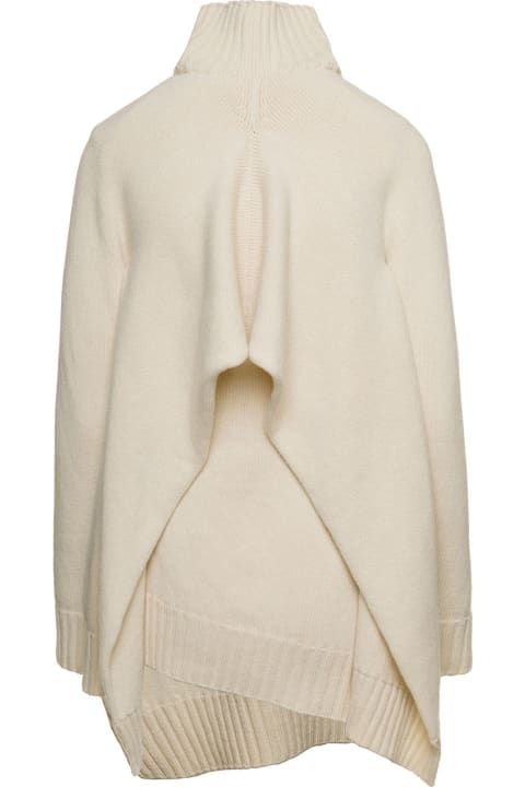 Jil Sander for Women Jil Sander Cream White Two-piece Sweater With High-neck In Wool Woman