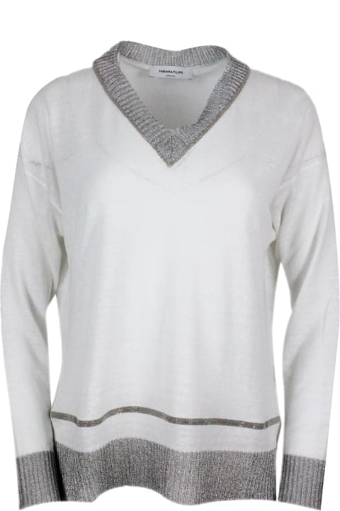 Fabiana Filippi for Women Fabiana Filippi Cotton And Hemp Thread Sweater With V-neck