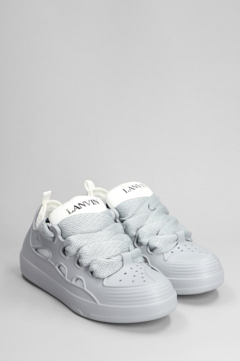 Lanvin أحذية لـ القسم الرجالي Lanvin Curb Block Sneakers In Grey Polyethylene